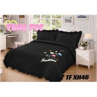 Cobertor Quilts de verano Cubrecamas 2 Plazas Negro Flor
