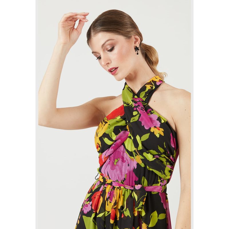 PRIVILEGE - Vestido negro estampado PRIVILEGE