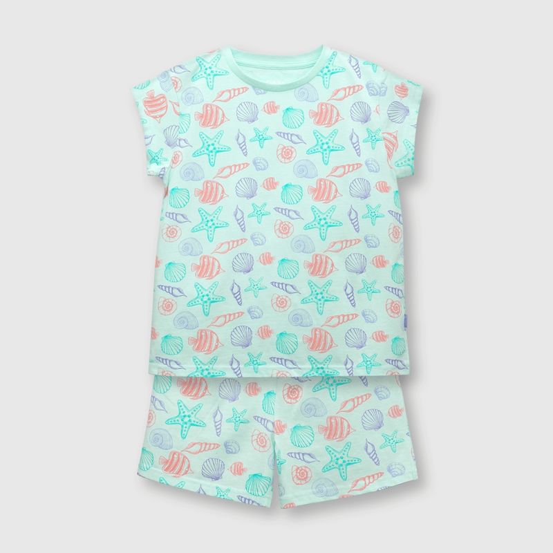 COLLOKY - Pijama de niña de algodón aqua (2 a 12 años) 2-3 Años