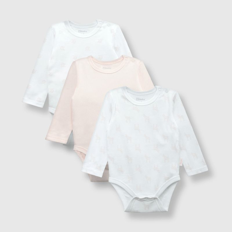 COLLOKY - Body de bebé niña de algodón 3 pack pink / rosado (0 a 12 meses) 12-18 meses