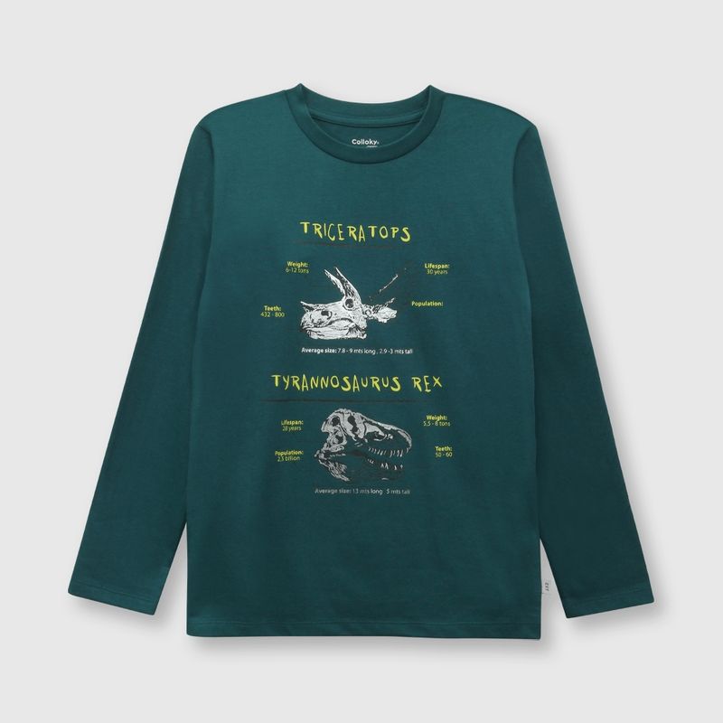COLLOKY - Polera de niño dinosaurios verde pasto / grass (2 a 12 años) 6 6