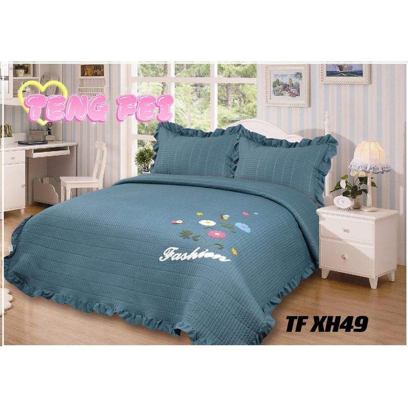 GENERICO - Cobertor Quilts de verano Cubrecamas 2 Plazas Celeste Flor