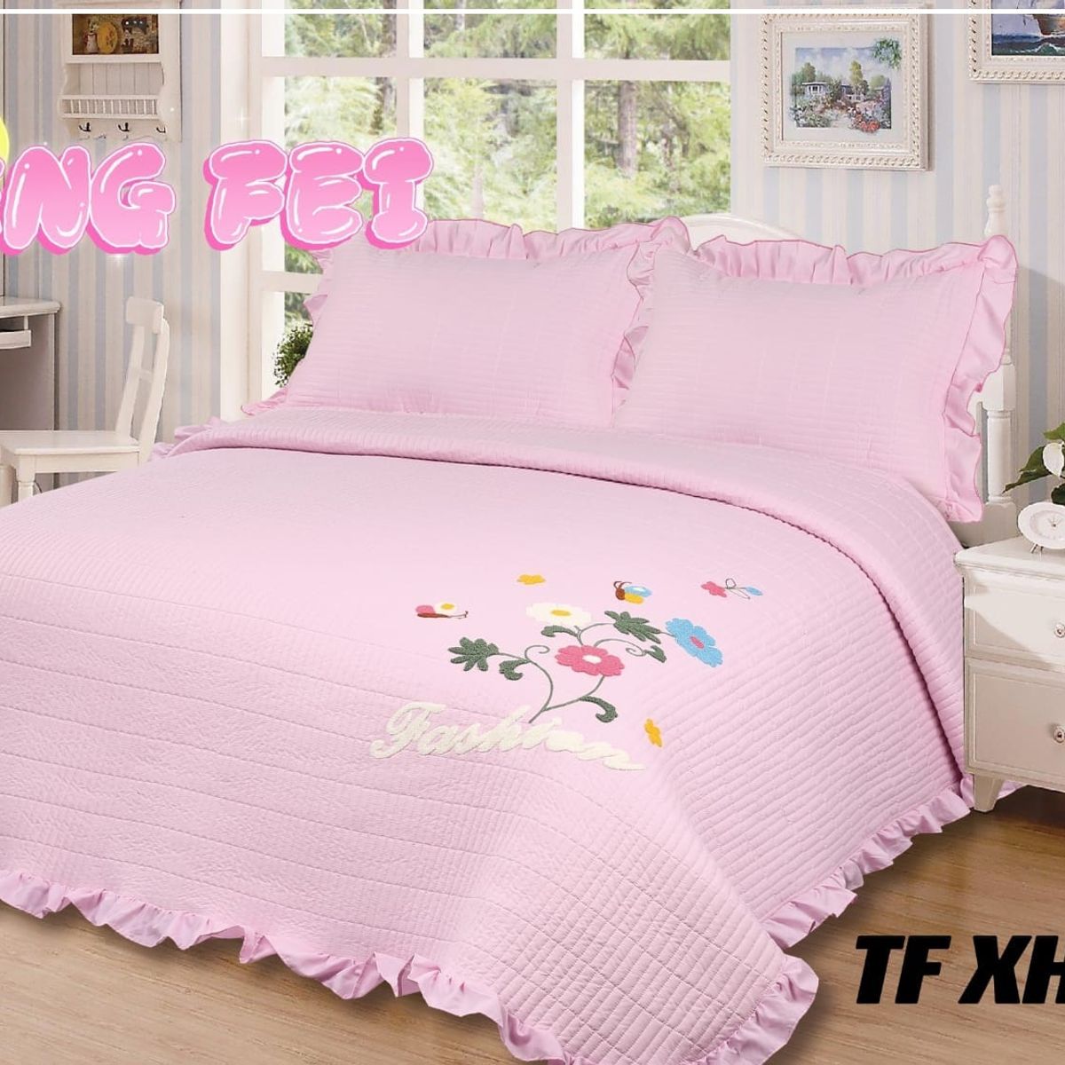 GENERICO - Cobertor Quilts de verano Cubrecamas 2 Plazas Rosado Flor