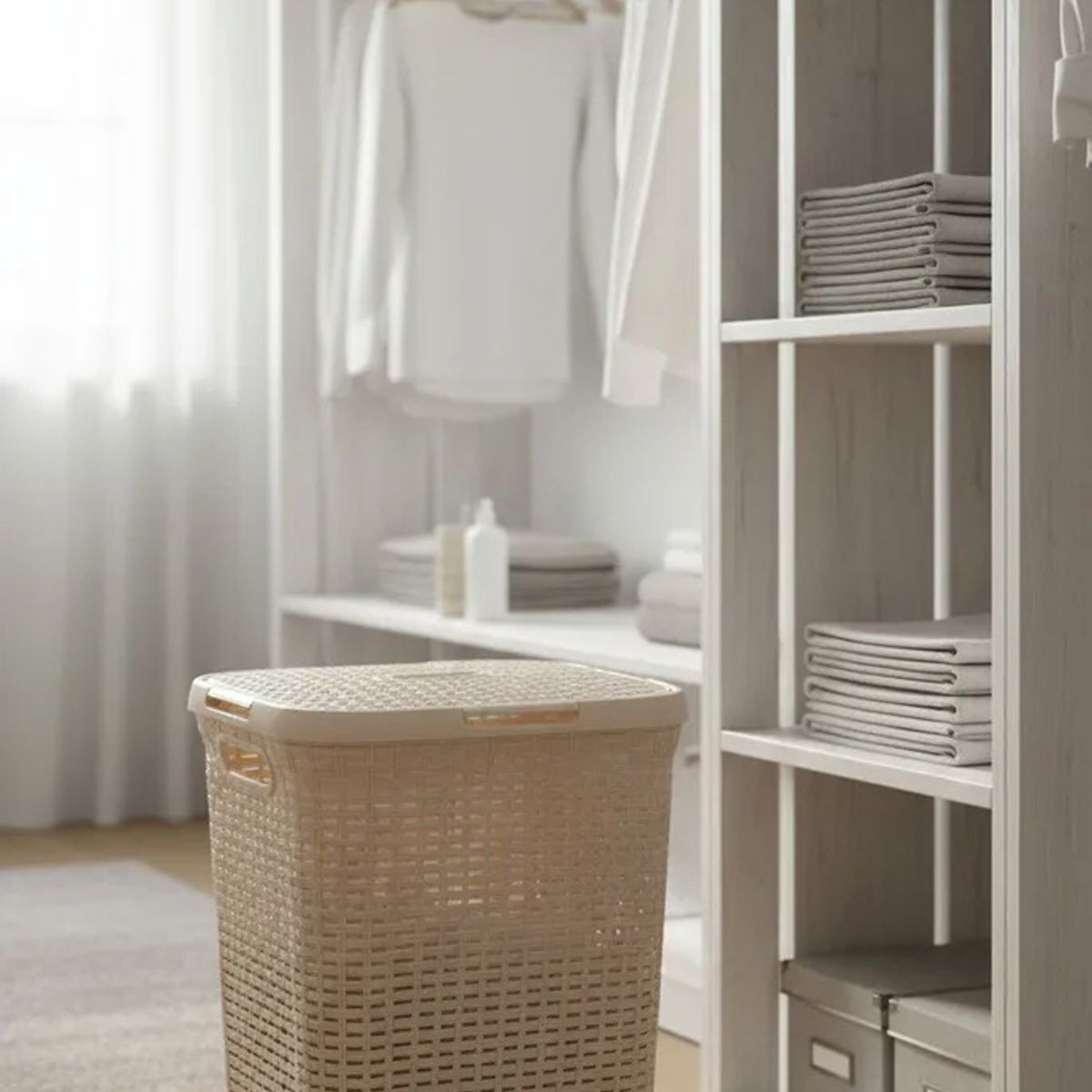 MP - Cesto Canasto Para Ropa Ratan 60 Litros Con Tapa