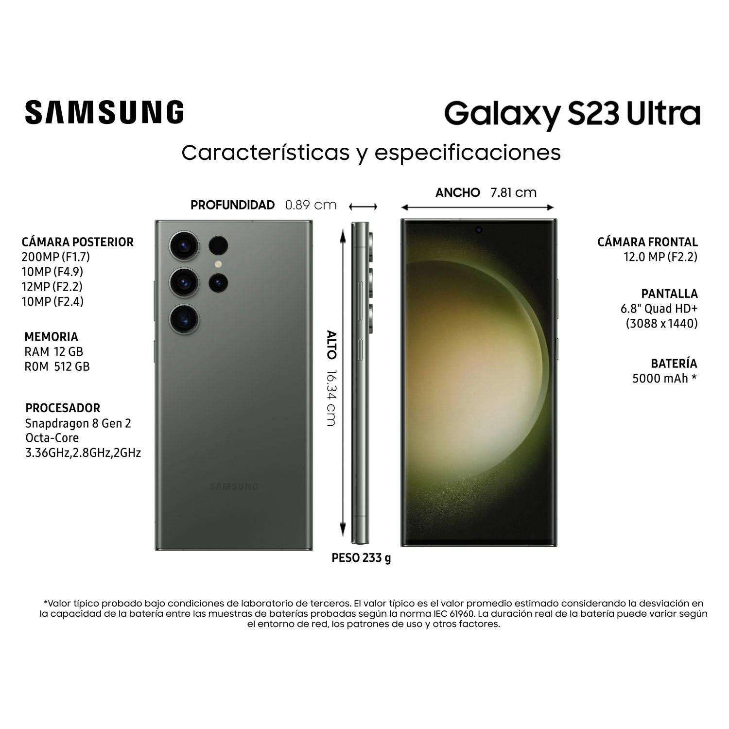 Samsung Galaxy S23 Ultra 5G 512GB - Reacondicionado - Verde