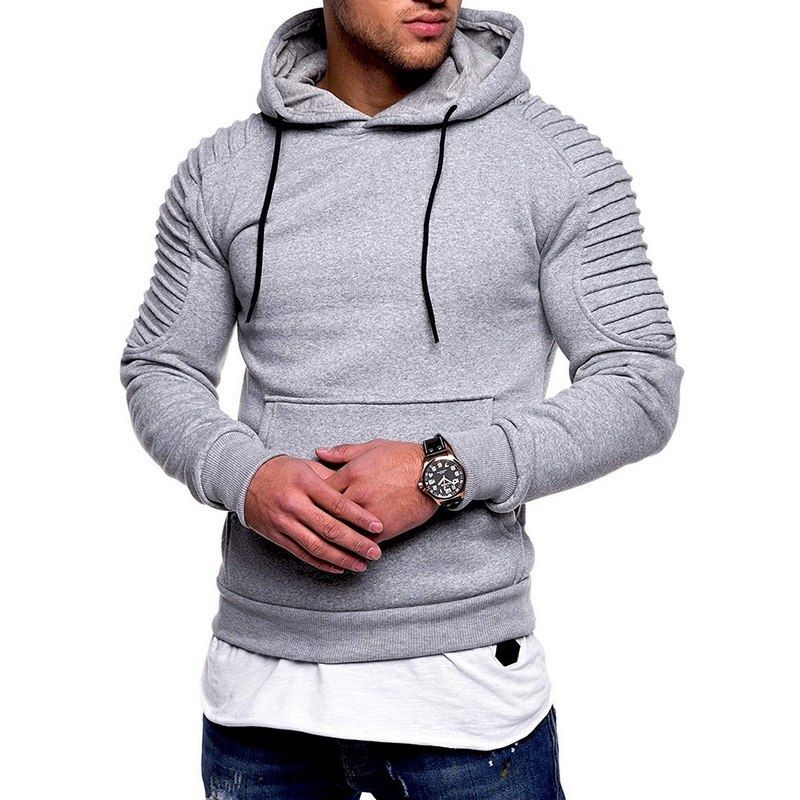 TIOZONEY - Poleron Casual ajustado con gorro Hombre - Gris
