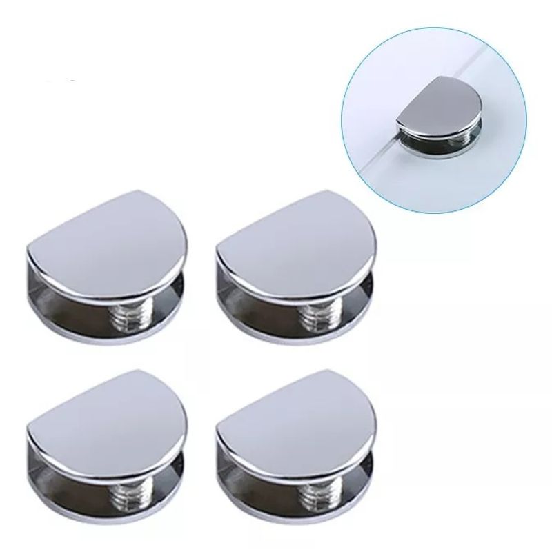 GENERICO - Soporte Repisa Vidrio De 3 A 8mm Cromado 4 Unidades
