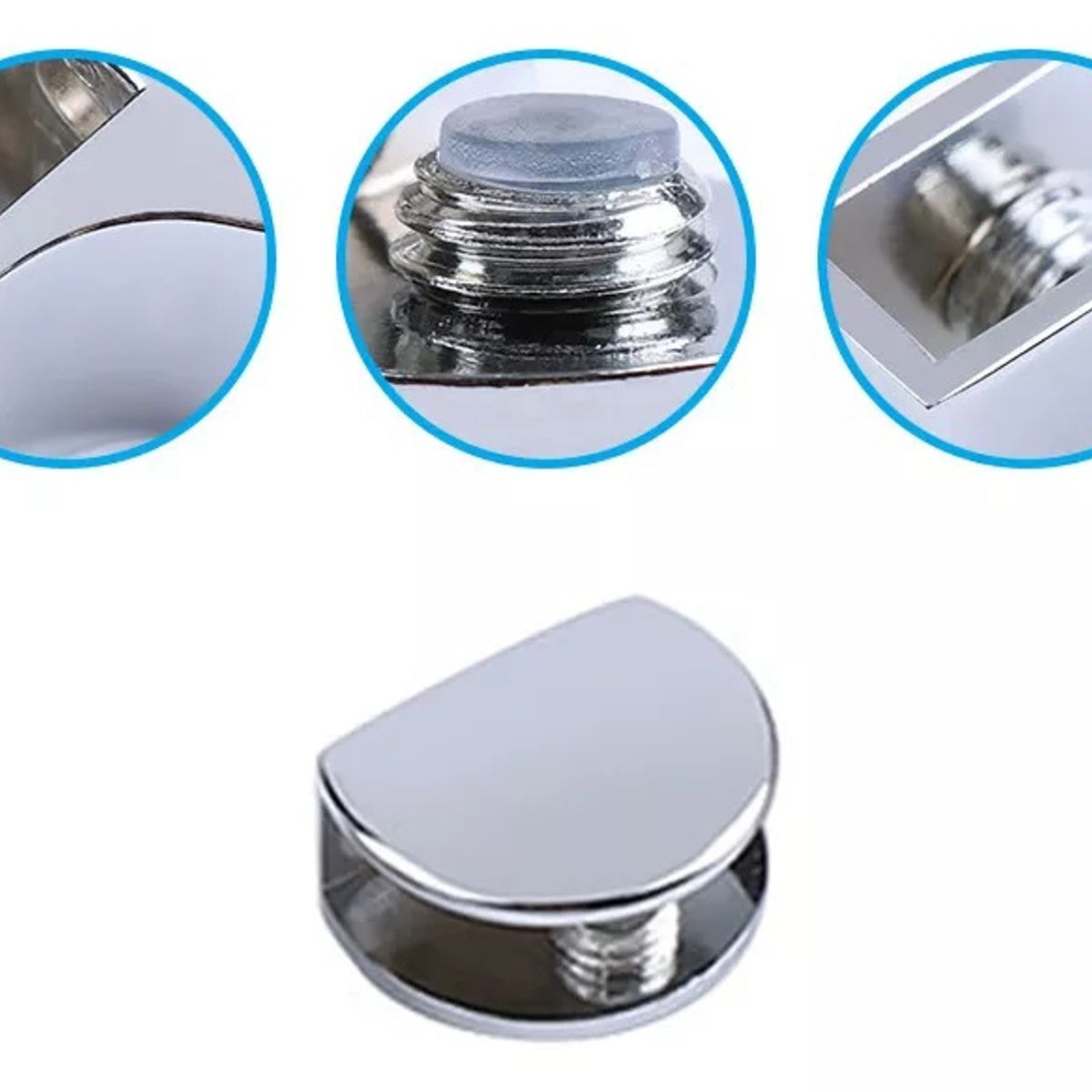 GENERICO - Soporte Repisa Vidrio De 3 A 8mm Cromado 4 Unidades
