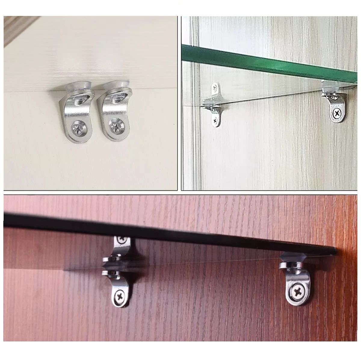 GENERICO - Soporte Repisa Mueble Ventosa Vidrio Sobrepuesto 10pcs