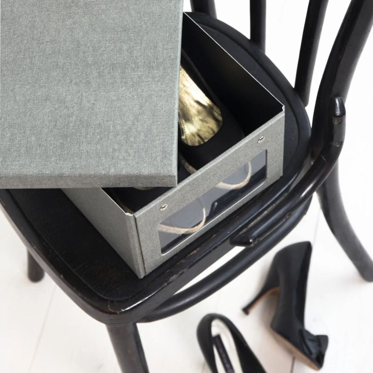 BIGSO - Caja Organizadora Zapatos Bertil Canvas Gris Bigso®