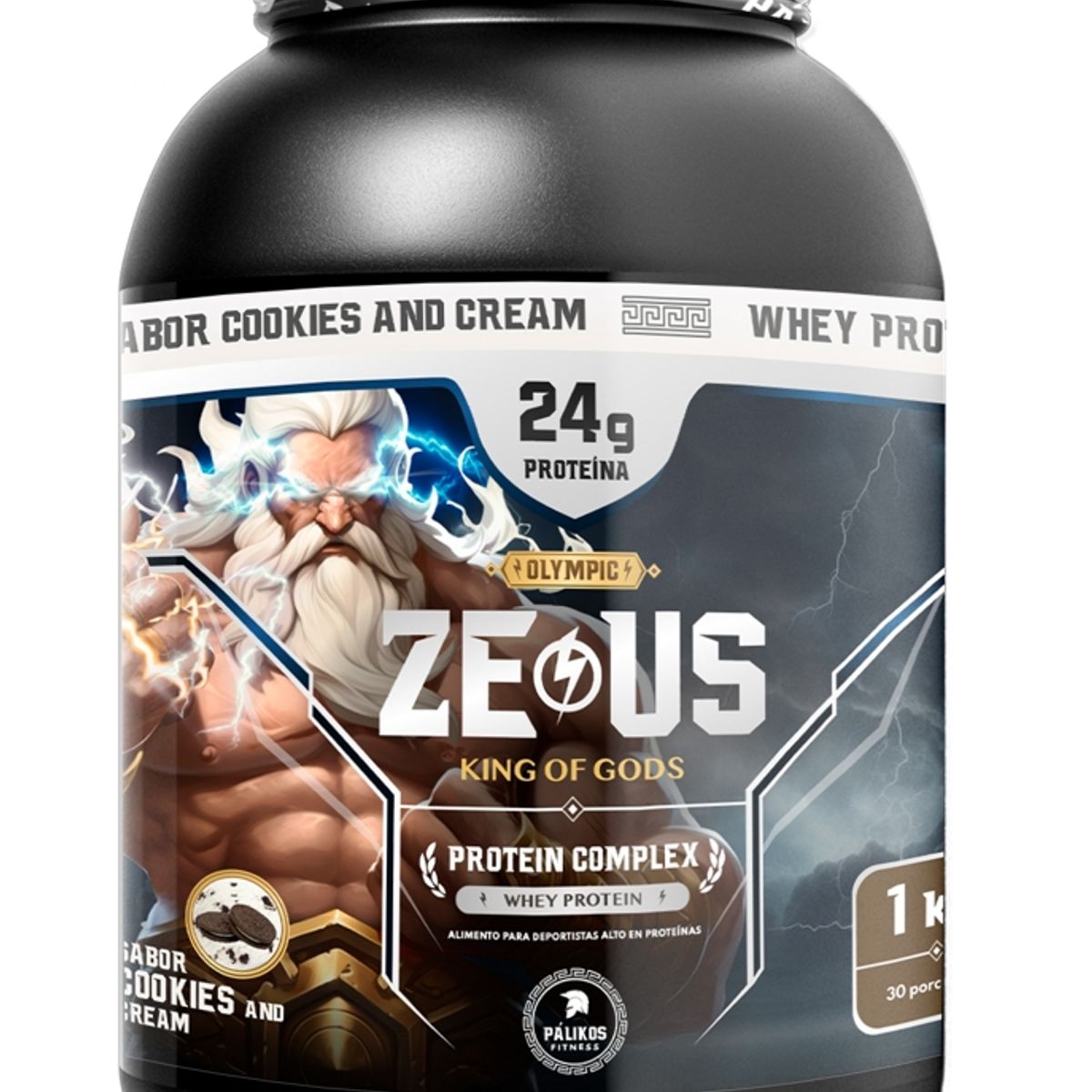 PALIKOS FITNESS - Proteina 1kg Whey Complex / Sabor Cookies and Creams/ 30 servicios.