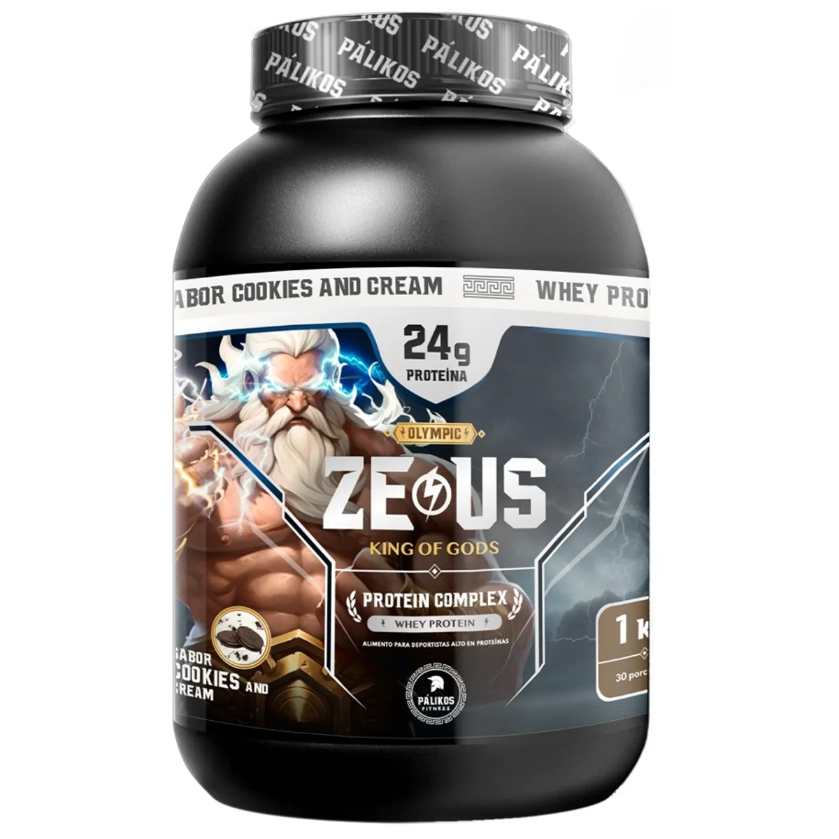 PALIKOS FITNESS - Proteina 1kg Whey Complex / Sabor Cookies and Creams/ 30 servicios.