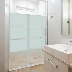 JOYTEK - Mampara Ajustable Línas Blancas 140-155x185cm