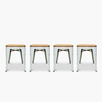 Pack 4 Pisos Tolix Asiento Madera Blanco Form