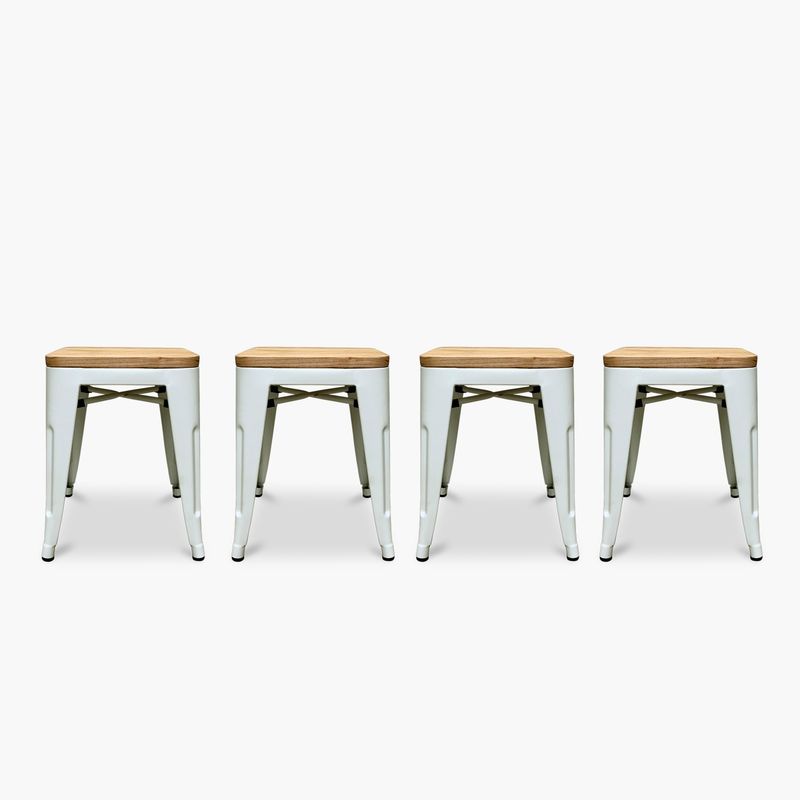 FORM DESIGN - Pack 4 Pisos Tolix Asiento Madera Blanco Form