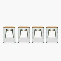 FORM DESIGN - Pack 4 Pisos Tolix Asiento Madera Blanco Form