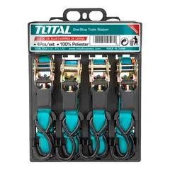 TOTAL TOOLS - Juego 4 Eslinga Cinta Amarre Con Ratchet 6m X 25mm Total