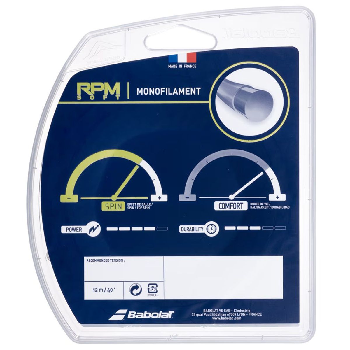 BABOLAT - CUERDA TENIS BABOLAT RPM SOFT 12 MTS - 1.30 (GRIS)