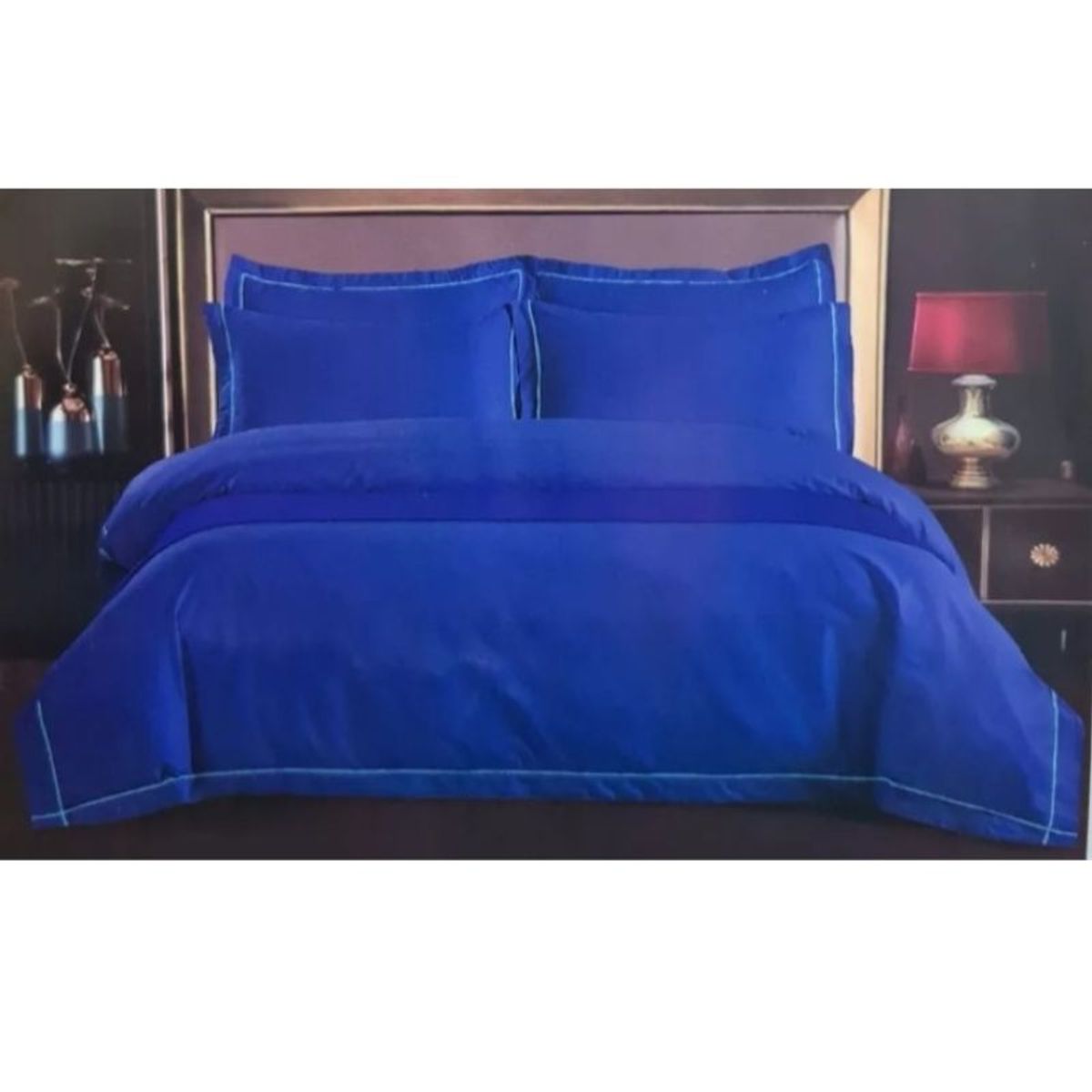 GENERICO - Juego De Sábanas 2 Plazas Algodón 144 Hilos Azul Rey