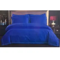 Juego De Sábanas 2 Plazas Algodón 144 Hilos Azul Rey