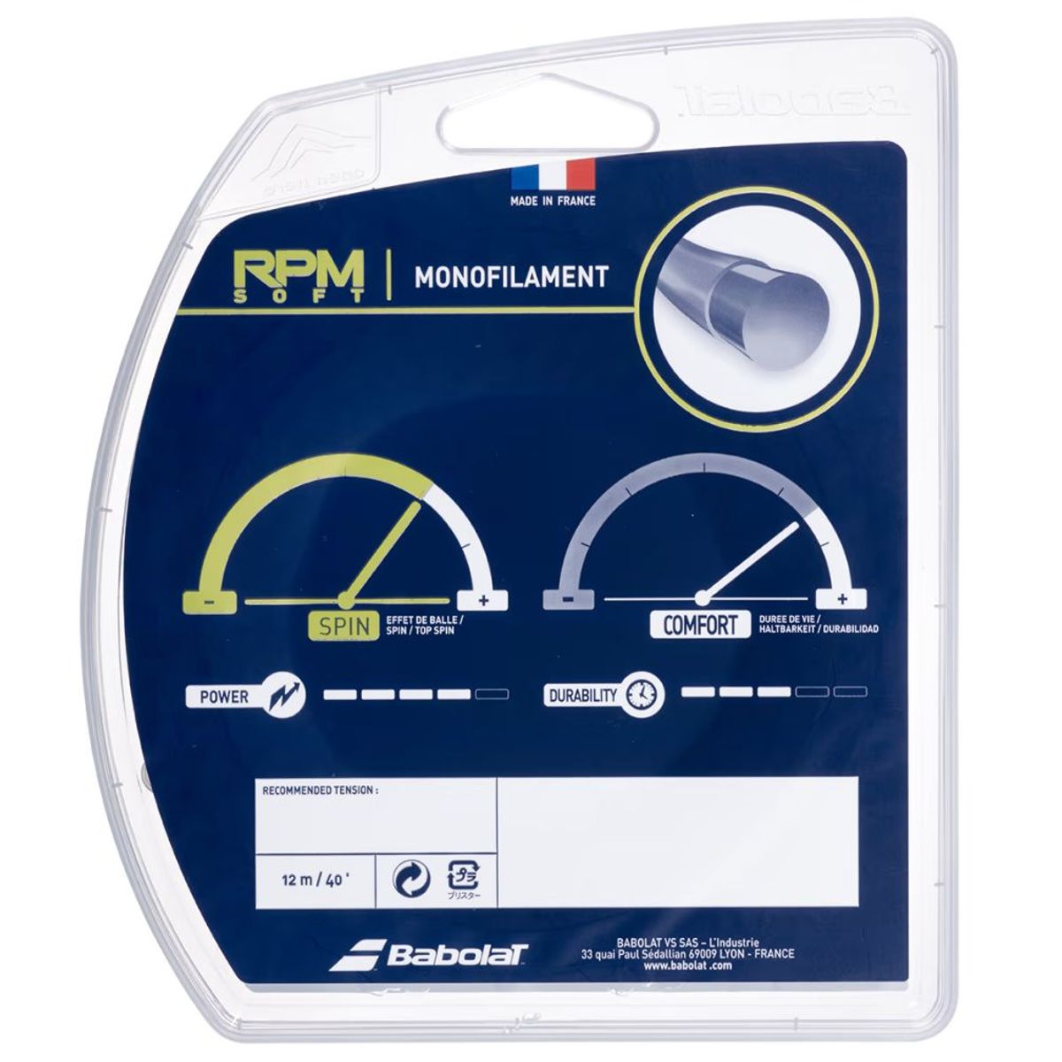 BABOLAT - CUERDA TENIS BABOLAT RPM SOFT 12 MTS - 1.25 (GRIS)