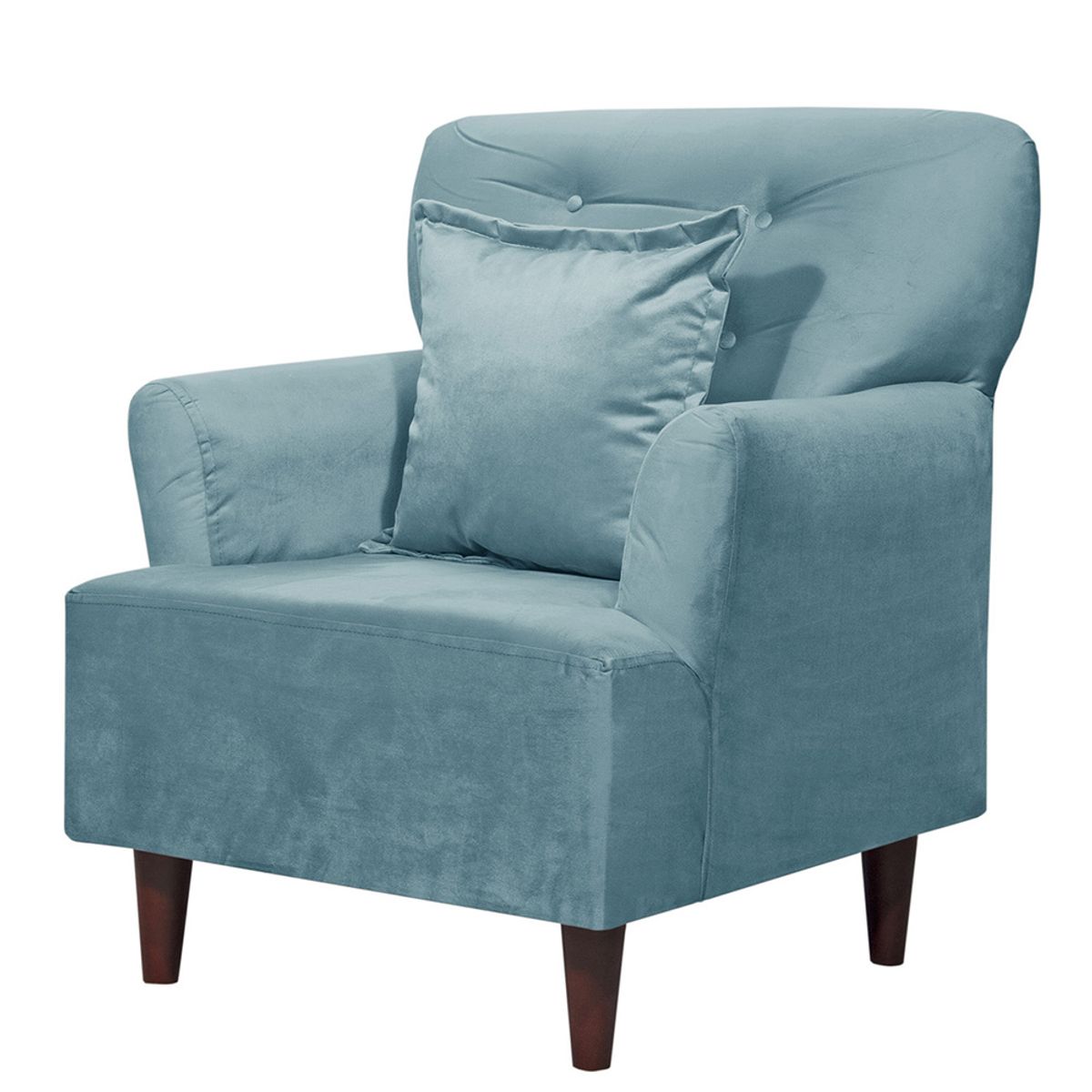 MASEL - Sillon  1c York Felpa turquesa   75x55x95