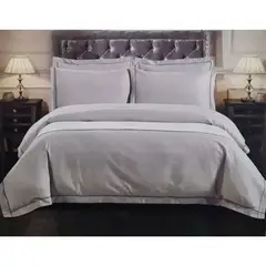 GENERICO - Juego De Sábanas 2 Plazas Algodón 144 Hilos Gris 4 Piezas