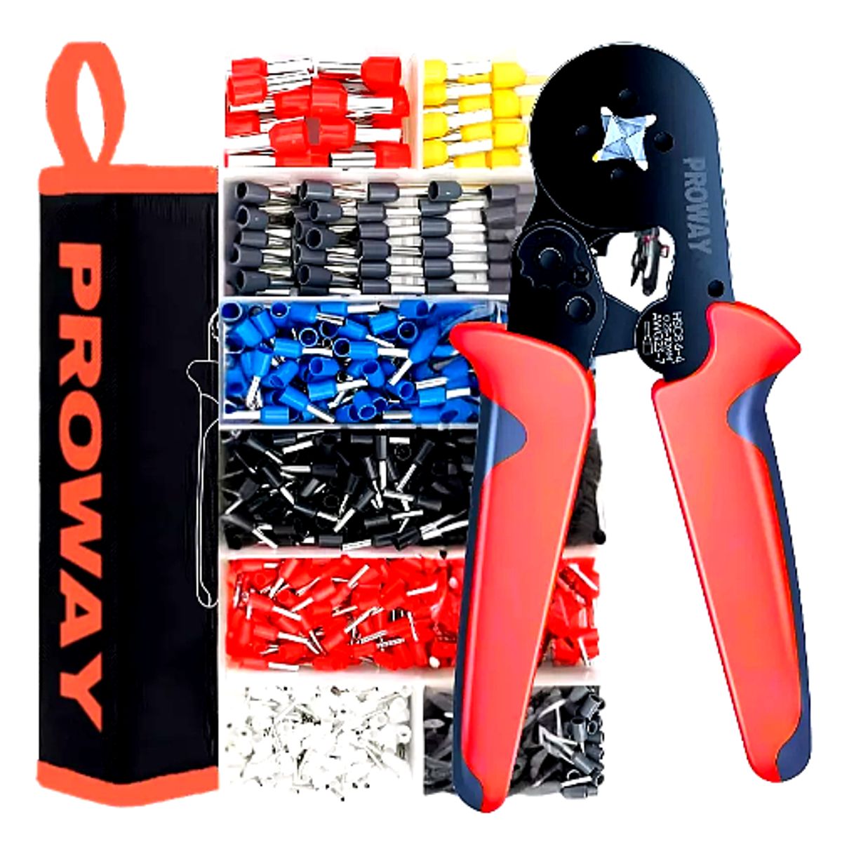 PARTYGLOBOS - Crimpadora De Terminales Kit 2000 Piezas ProWay.