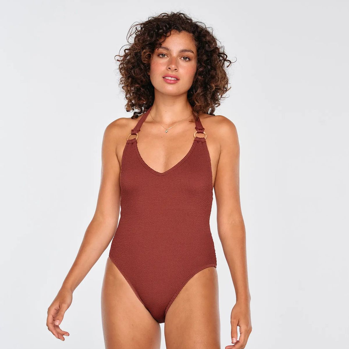 LOUNGE - Traje De Baño Mujer Textura Café LOUNGE