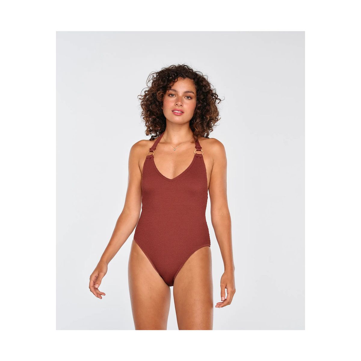 LOUNGE - Traje De Baño Mujer Textura Café LOUNGE