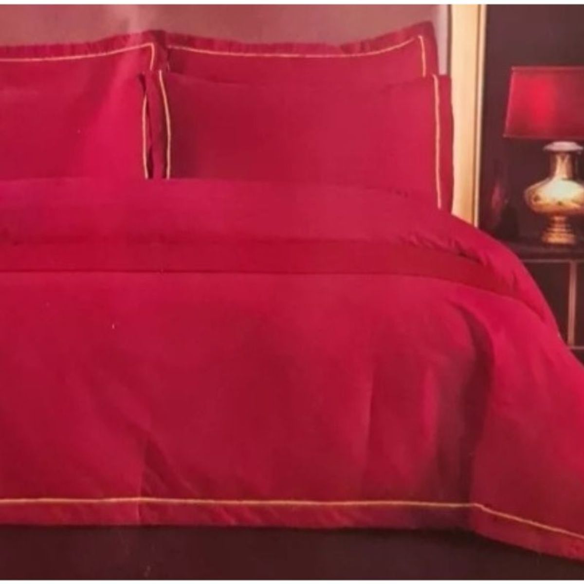 GENERICO - Juego De Sábanas 2 Plazas 144 Hilos 4 Piezas Rojo