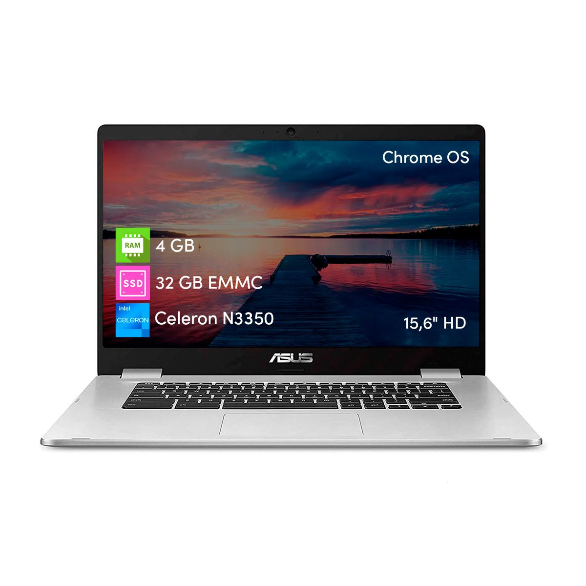 ASUS - Notebook Chromebook Asus Celeron 4GB 32GB 15.6 ChromeOs Gris.