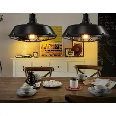 GENERICO - Lampara Colgante NEGRA Modelo Industrial E27 Concepto abierto