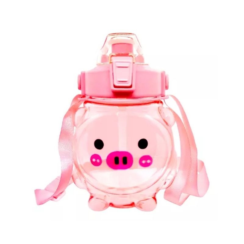 GENERICO - Botella Agua Antiderrame Kawaii Con Sticker Y Correa 1000ml