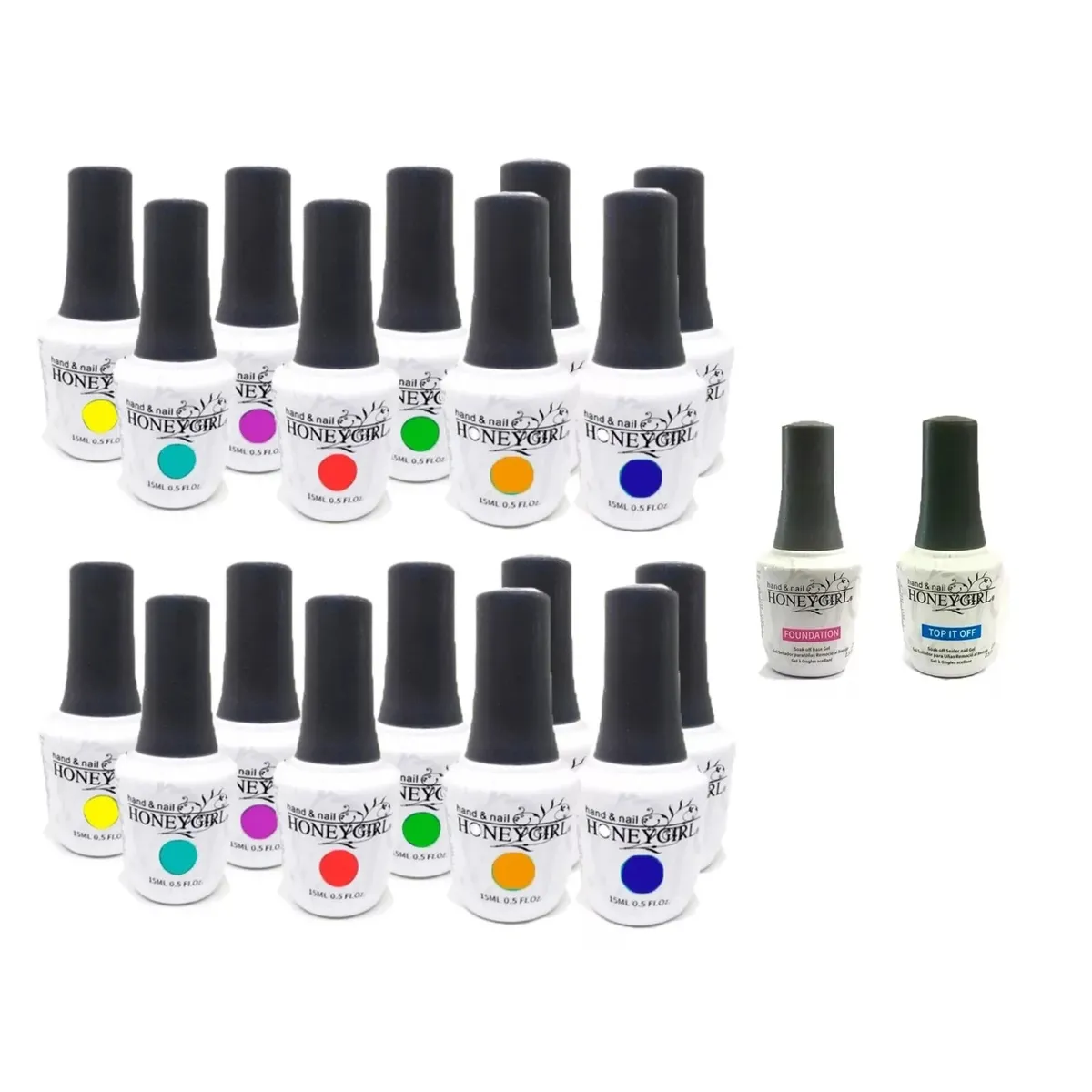 GENERICO - Kit 48 Esmalte Permanente Honey Girl + Base+top, Colores Variados