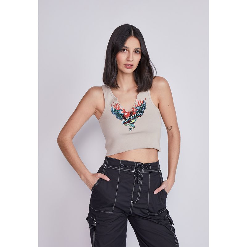 SIOUX - Polera Mujer Corazón Alas Arena Sioux