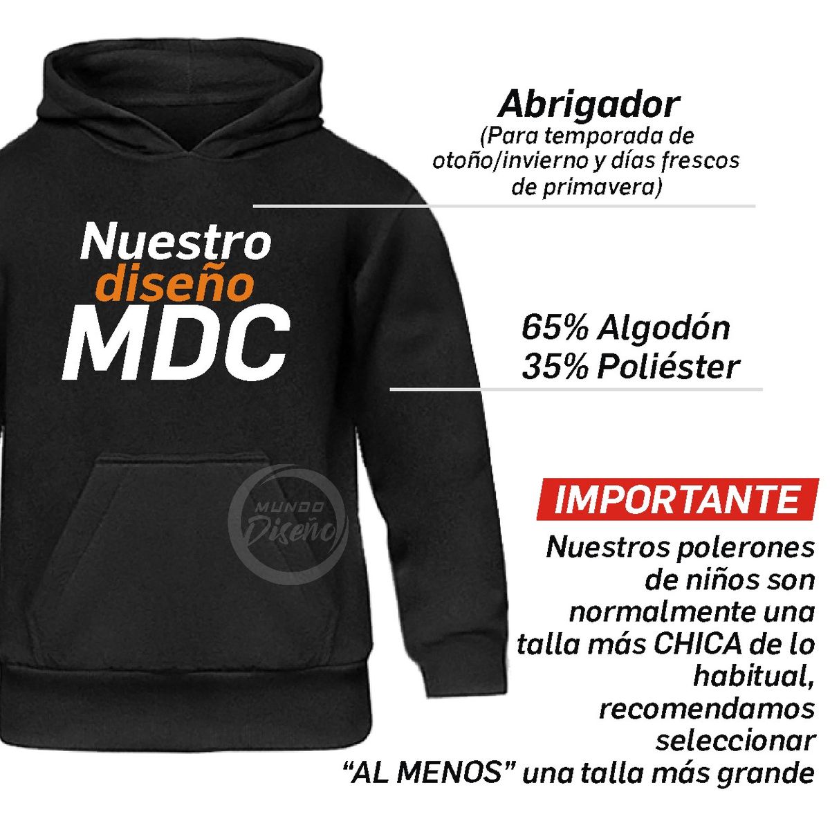 MDC - Mdc poleron de niño con capucha roblox rostro azul marino