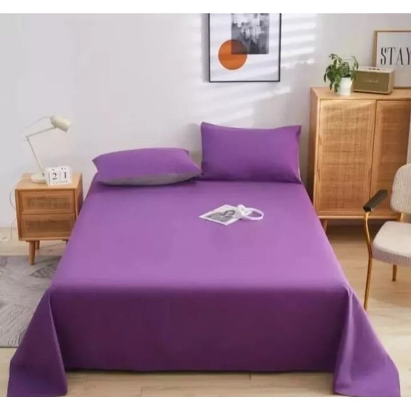 GENERICO - Juego De Sábanas  Plaza y Media Algodón Morado