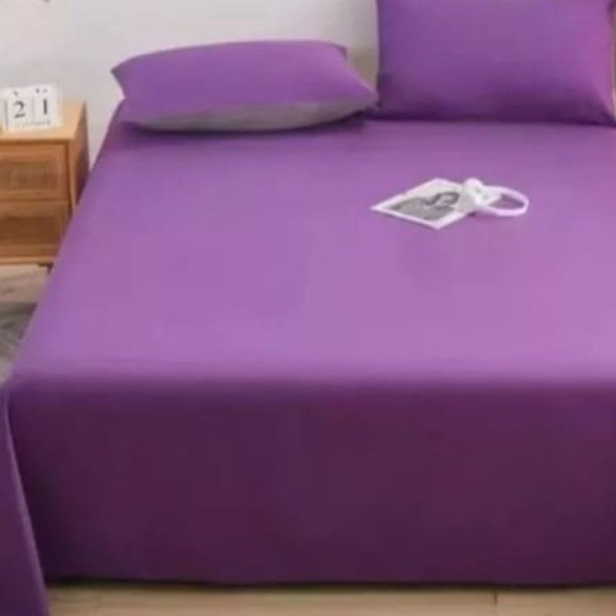 GENERICO - Juego De Sábanas  Plaza y Media Algodón Morado