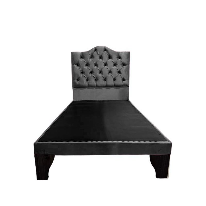 FLOBAL - Cama Plaza y media Gris Oscuro FLOBAL Incluye Base Respaldo
