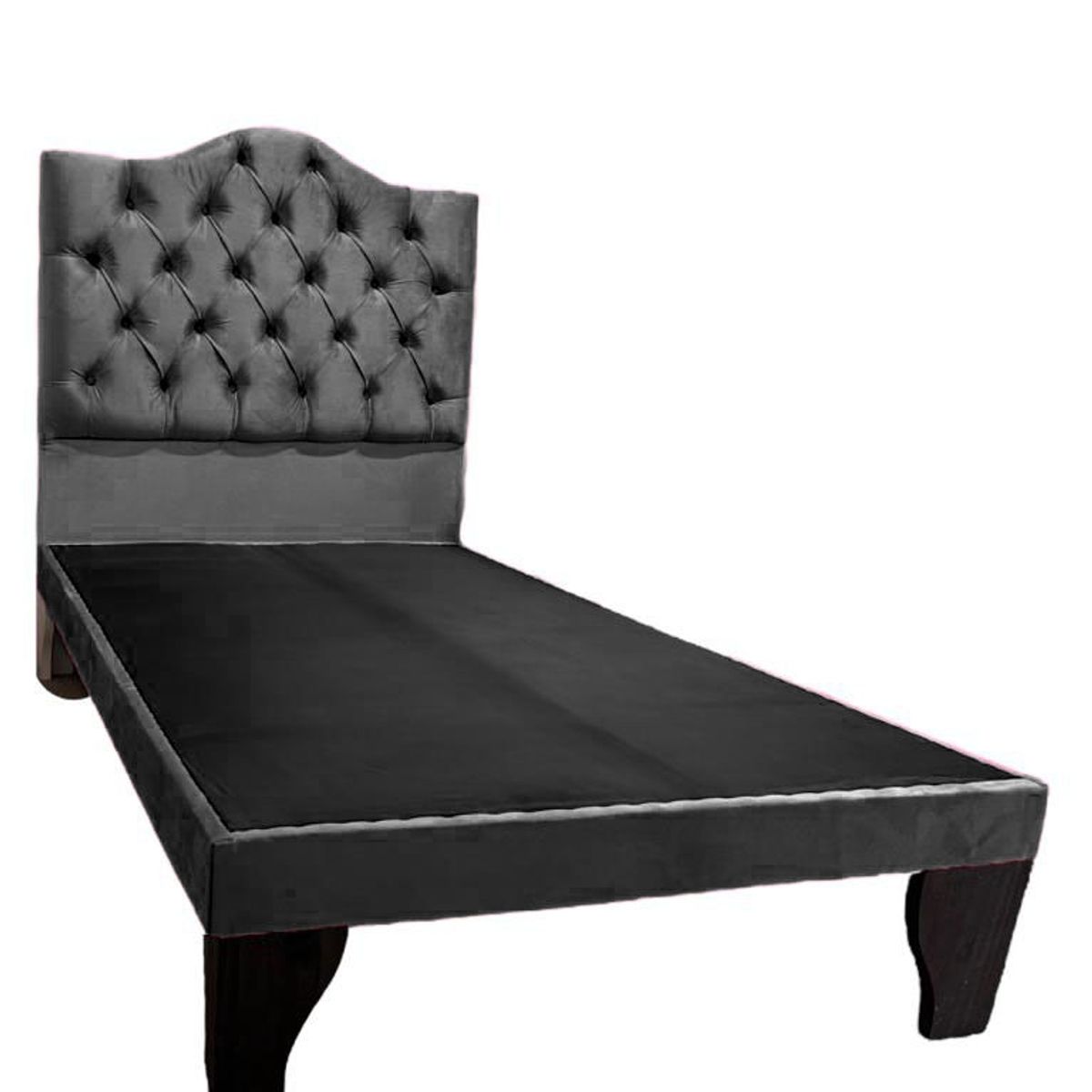 FLOBAL - Cama Plaza y media Gris Oscuro FLOBAL Incluye Base Respaldo