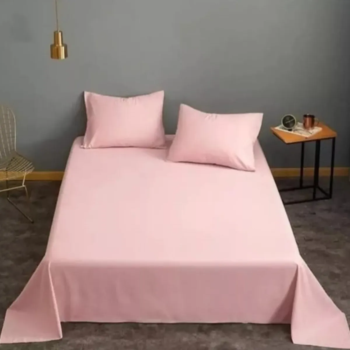 GENERICO - Juego De Sábanas Algodón Plaza y Media Rosado