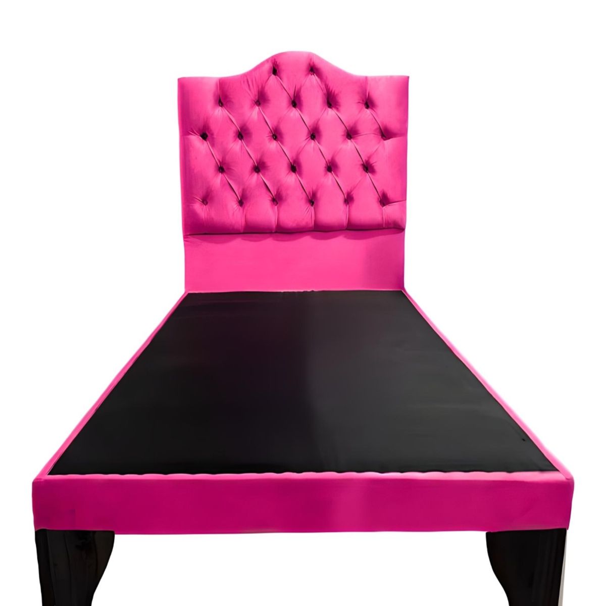 FLOBAL - Cama 1,5 Plazas Ovalado, Incluye Base + Respaldo Fucsia Flobal