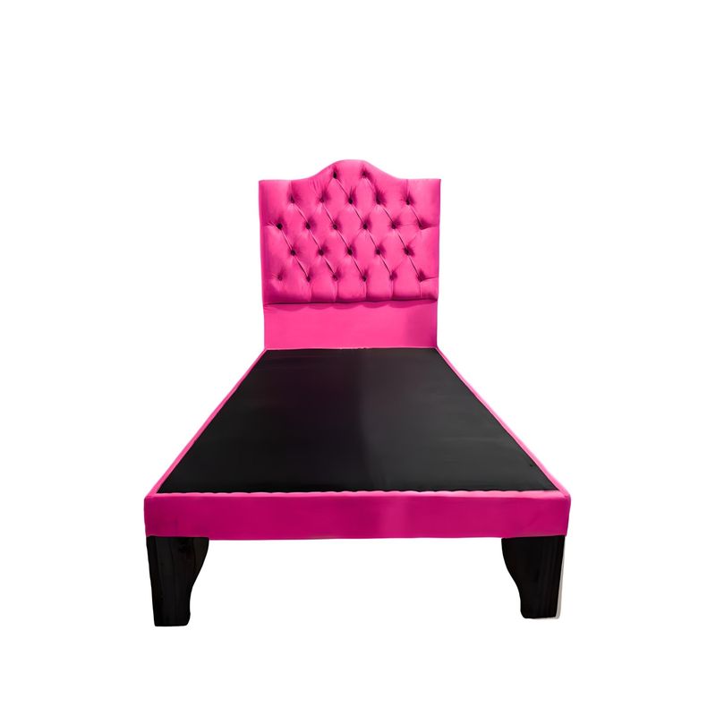 FLOBAL - Cama 1,5 Plazas Ovalado, Incluye Base + Respaldo Fucsia Flobal