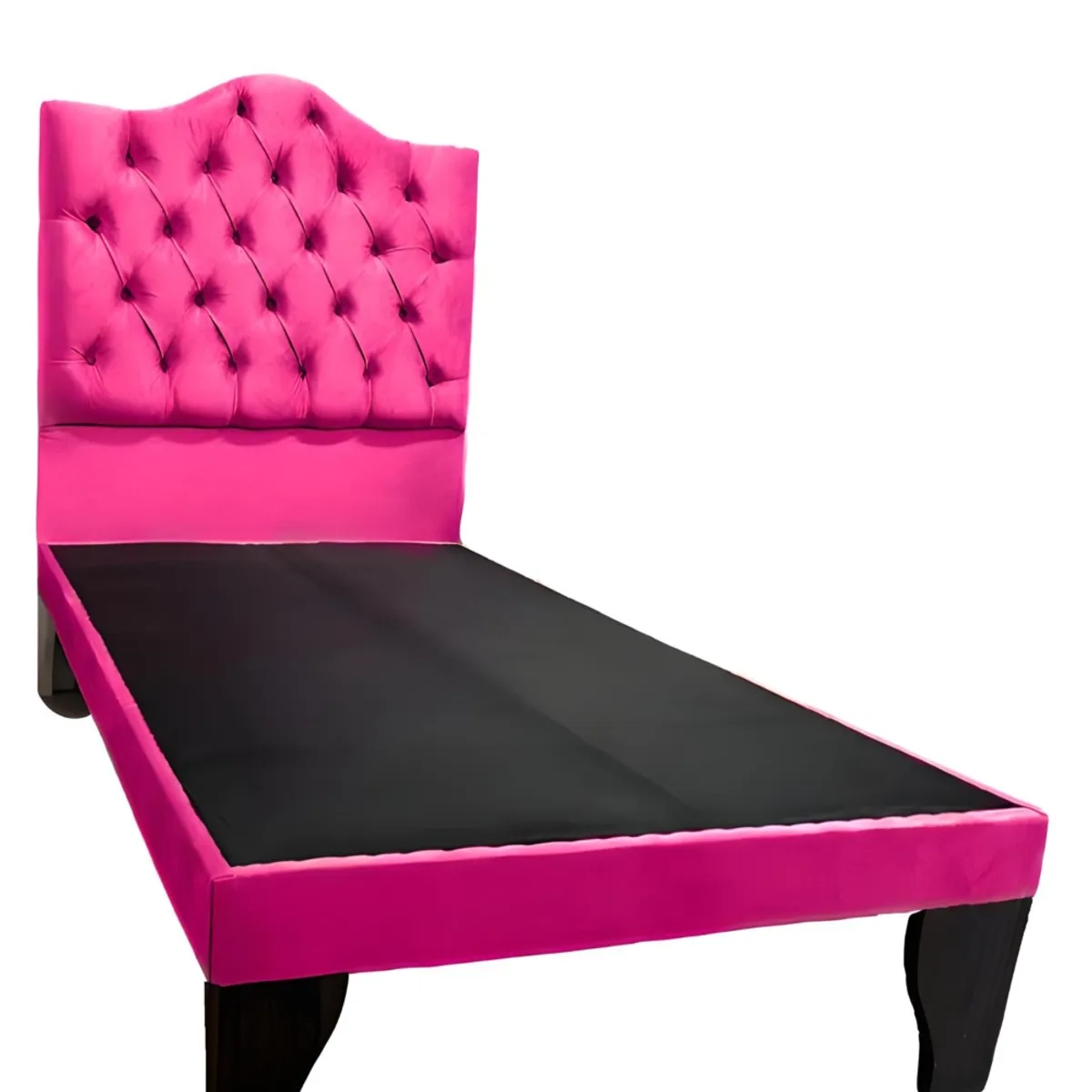FLOBAL - Cama 1,5 Plazas Ovalado, Incluye Base + Respaldo Fucsia Flobal
