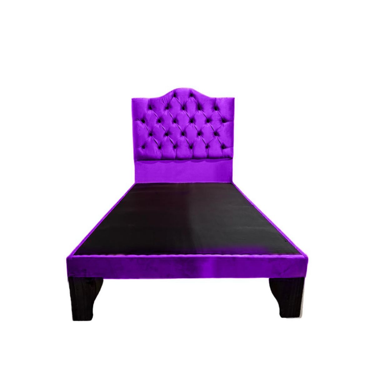 FLOBAL - Cama 1,5 Plazas Ovalado, Incluye Base y Respaldo Morado Flobal