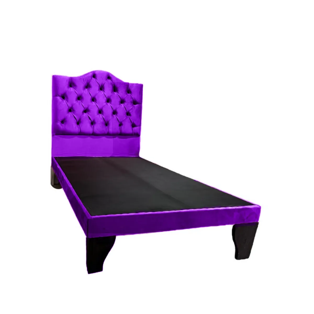 FLOBAL - Cama 1,5 Plazas Ovalado, Incluye Base y Respaldo Morado Flobal