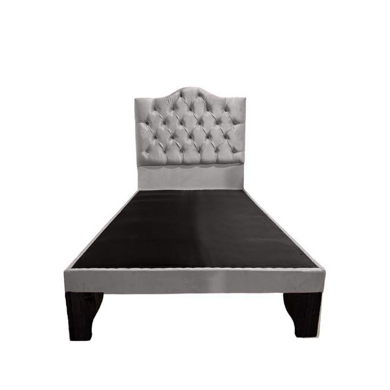 FLOBAL - Cama 1,5 Plazas Ovalado, Incluye Base + Respaldo Perla Flobal