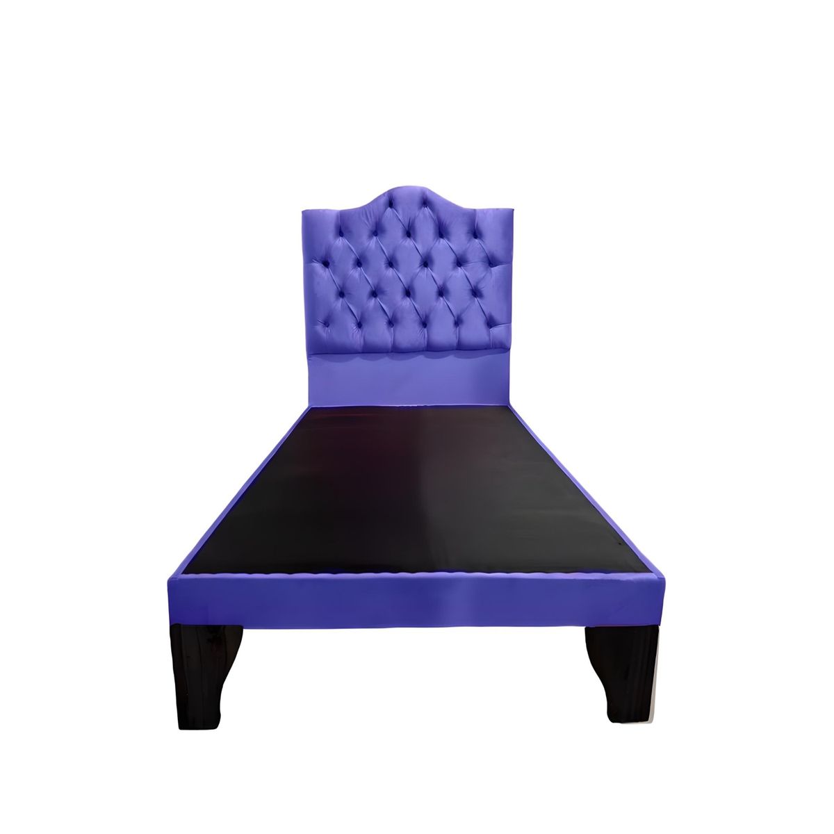 FLOBAL - Cama 1,5 Plazas Ovalado, Incluye Base y Respaldo Azul Marino Flobal