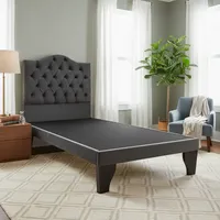 Cama 1,5 Plazas Ovalado, Incluye Base y Respaldo Negro